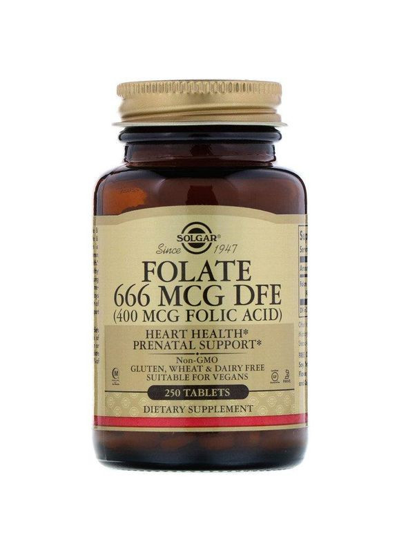 Фолат Folate 400 мкг 250 таблеток Solgar (357343254)
