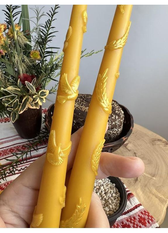 Медова столова свічка з голубами ручної роботи Hand Made (368828611)
