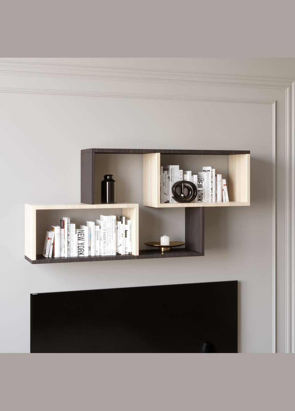 Полиця навісна ПН4 венге + дуб молочний (DTM-2352) Еверест (306557378)