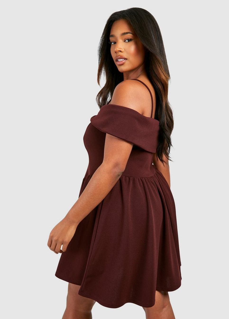 Коричнева повсякденний сукня Boohoo однотонна