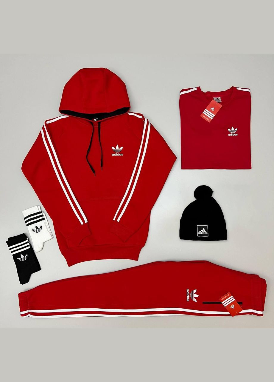 Червоний зимовий комплект 6 в 1 (кофта,штани,шапка,футболка,шкарпетки) No Brand