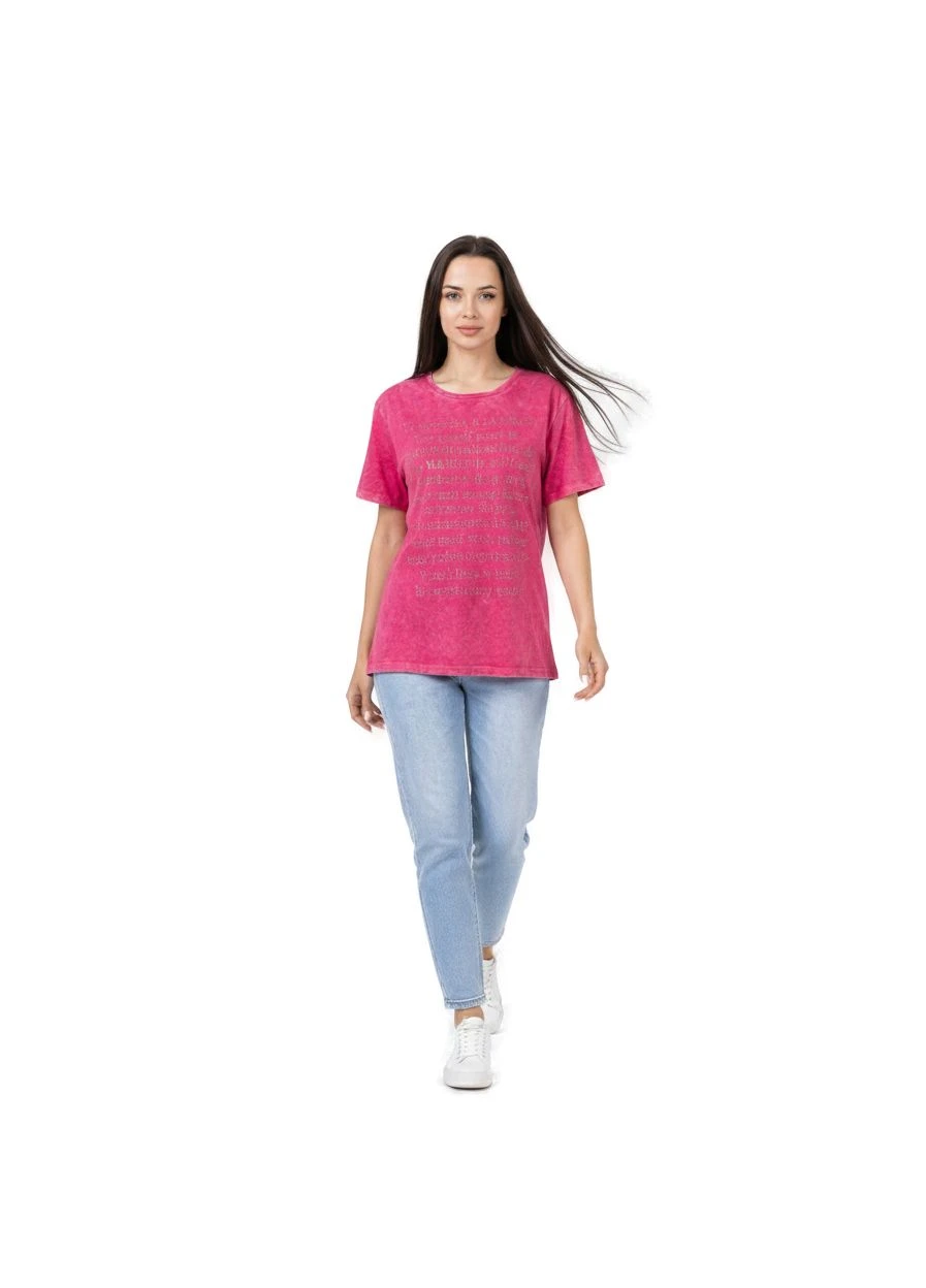 Жіноча футболка з ефектом "варки" Бордовий 48-52 (2715) Pink Daisy - (393594685)