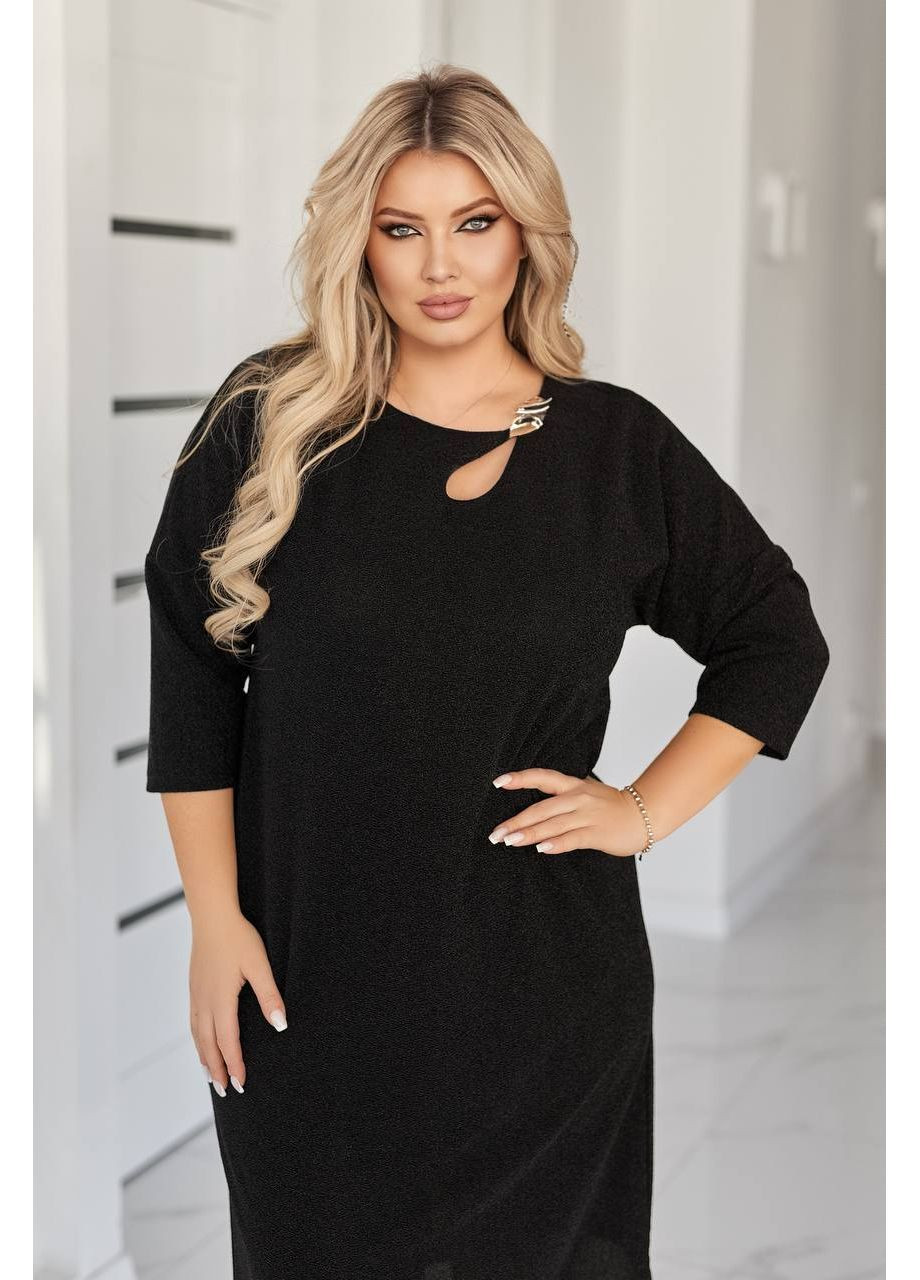 Чорна святковий, повсякденний, ділова, кежуал жіноча сукня міді Style Point однотонна