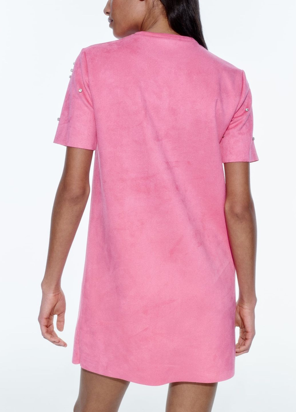 Светло-розовое повседневный платье Zara однотонное