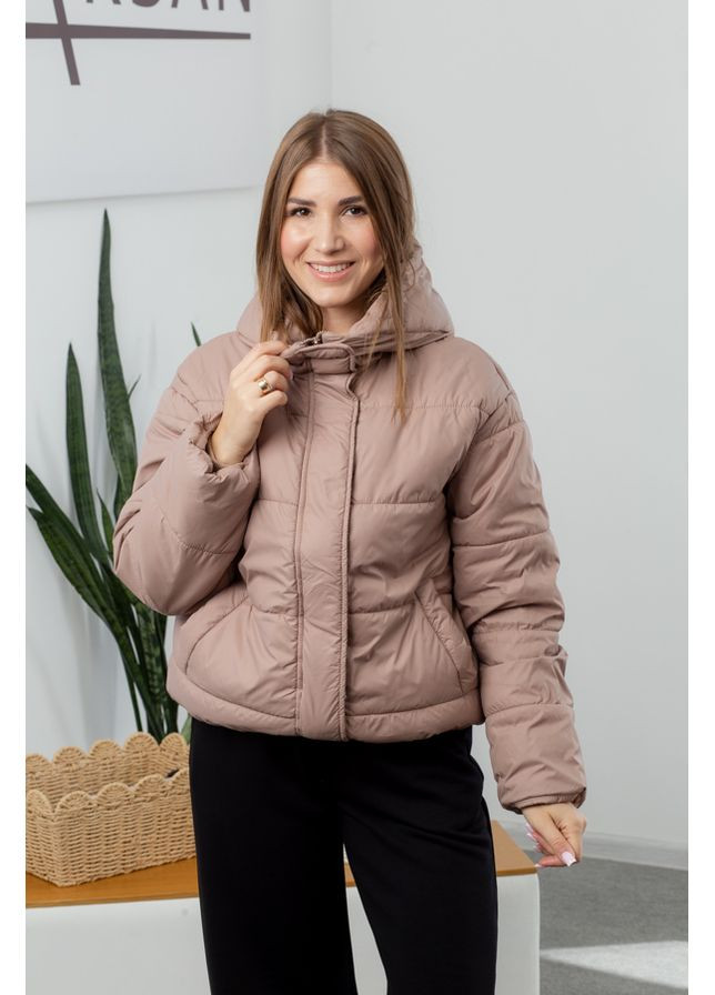 Світло-коричнева куртка демісезонна жіноча подовжена 23.2165 44( ) світло коричневий AKSAN