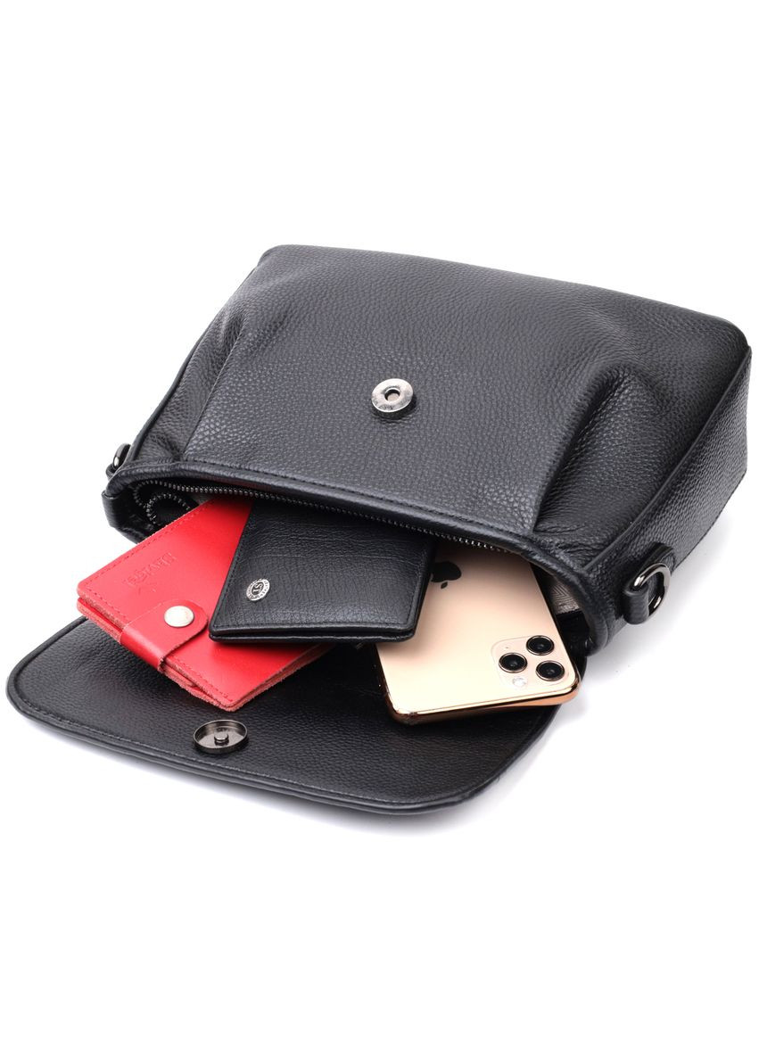 Красивая женская кроссбоди из натуральной кожи черная 22330 Vintage (329196653)