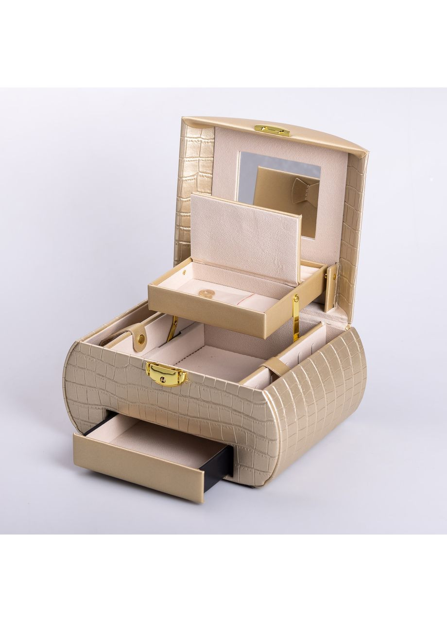 Скринька для прикрас з еко-шкіри, 3 яруси із замком, 24×17×18 см органайзер для ювелірних виробів Yiwu (360454768)