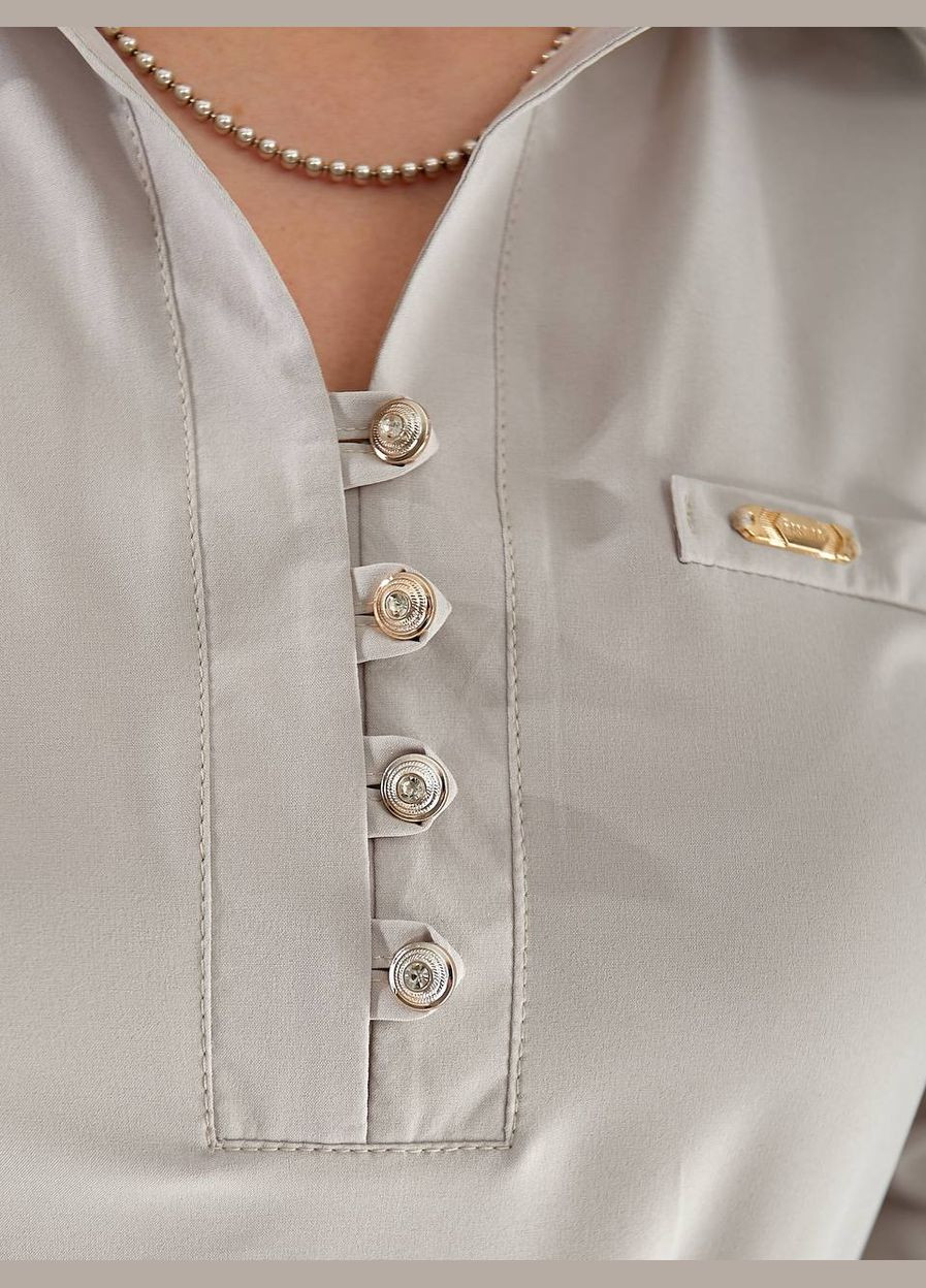 Сіра стильна блуза з гудзиками No Brand