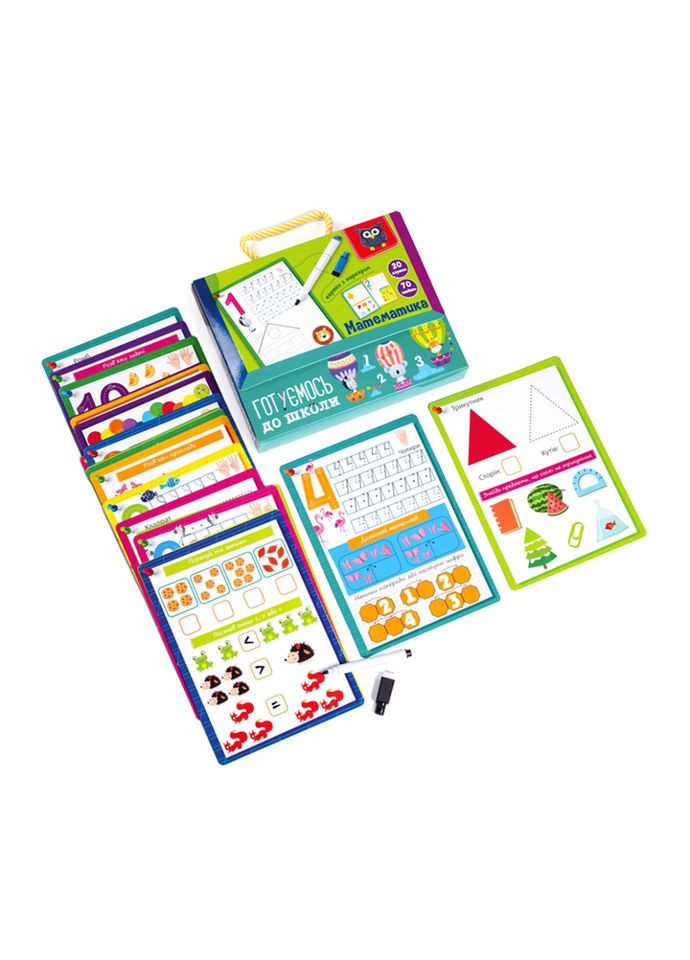 Карточки с маркером "Готовимся к школе: Математика" VT5010-22 Укр Vladi toys (302364806)