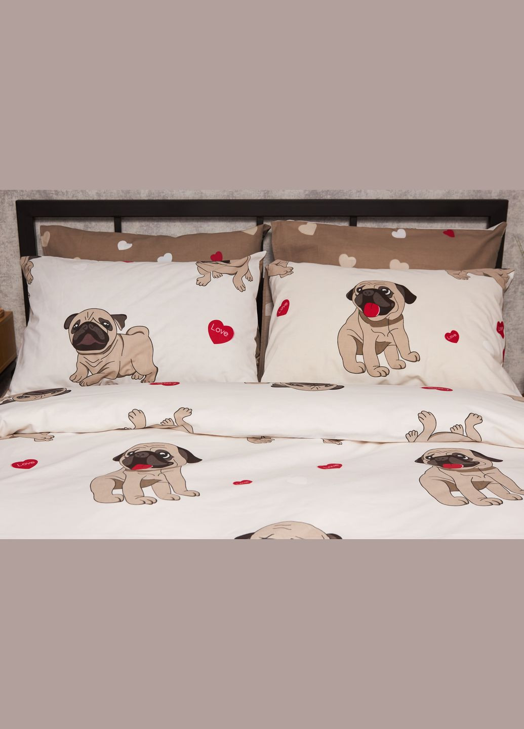 Комплект постільної білизни Бязь Gold Люкс «» євро 200х220 наволочки 4х70х70 (MS-820005719) Moon&Star Bulldog Love (302973709)