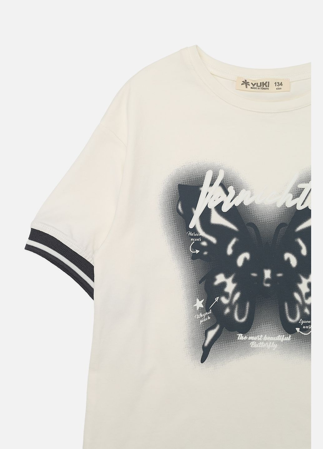 Молочная летняя футболка с коротким рукавом для девочки цвет молочный cb-00273327 Yuki