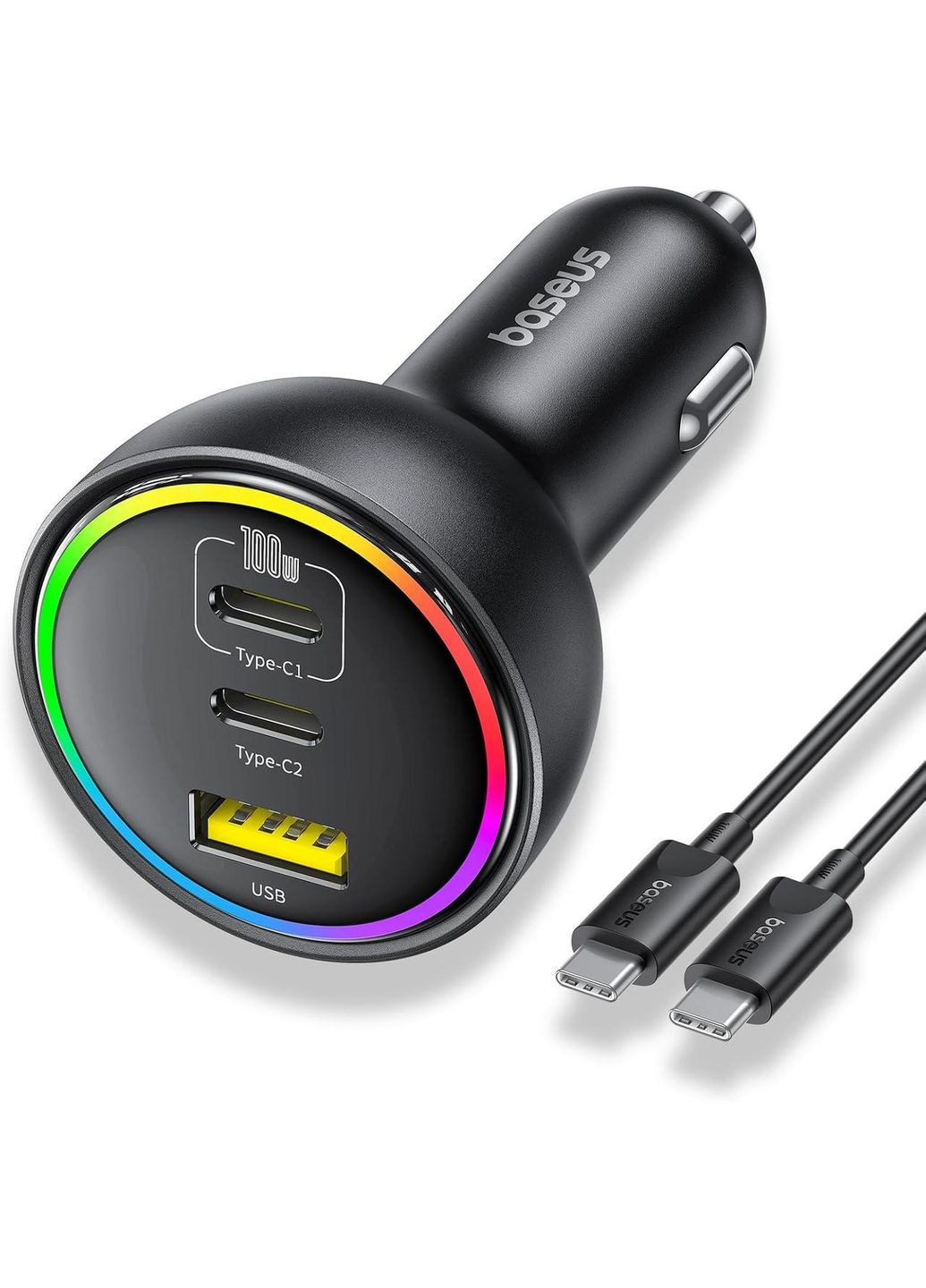 Автомобільний зарядний адаптер 152.5 W BSCC-ZX-CCL 2C+U з кабелем чорне Baseus (331605233)