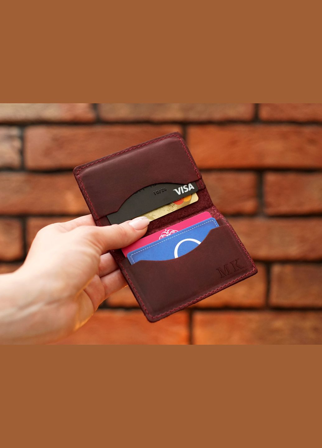 Персонализированная кожаная визитница двойная, кошелек для карт, картхолдер No Brand (304288052)