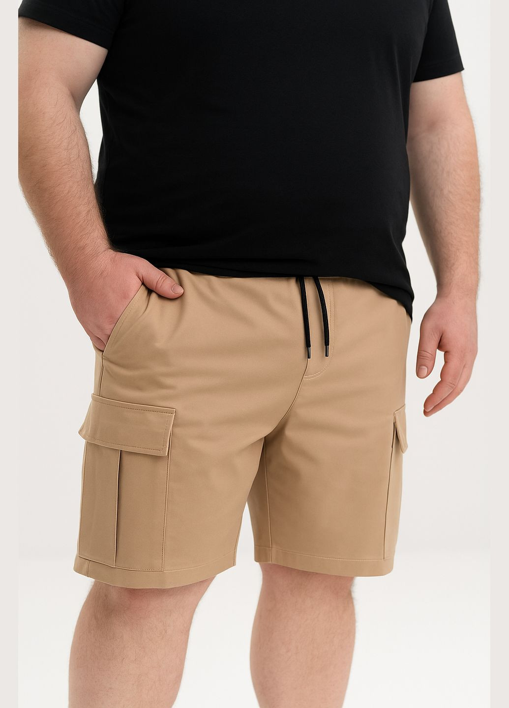 Шорти карго чоловічі Великого Розміру стрейч-котон з кишенями літо, пісочний No Brand (340108459)