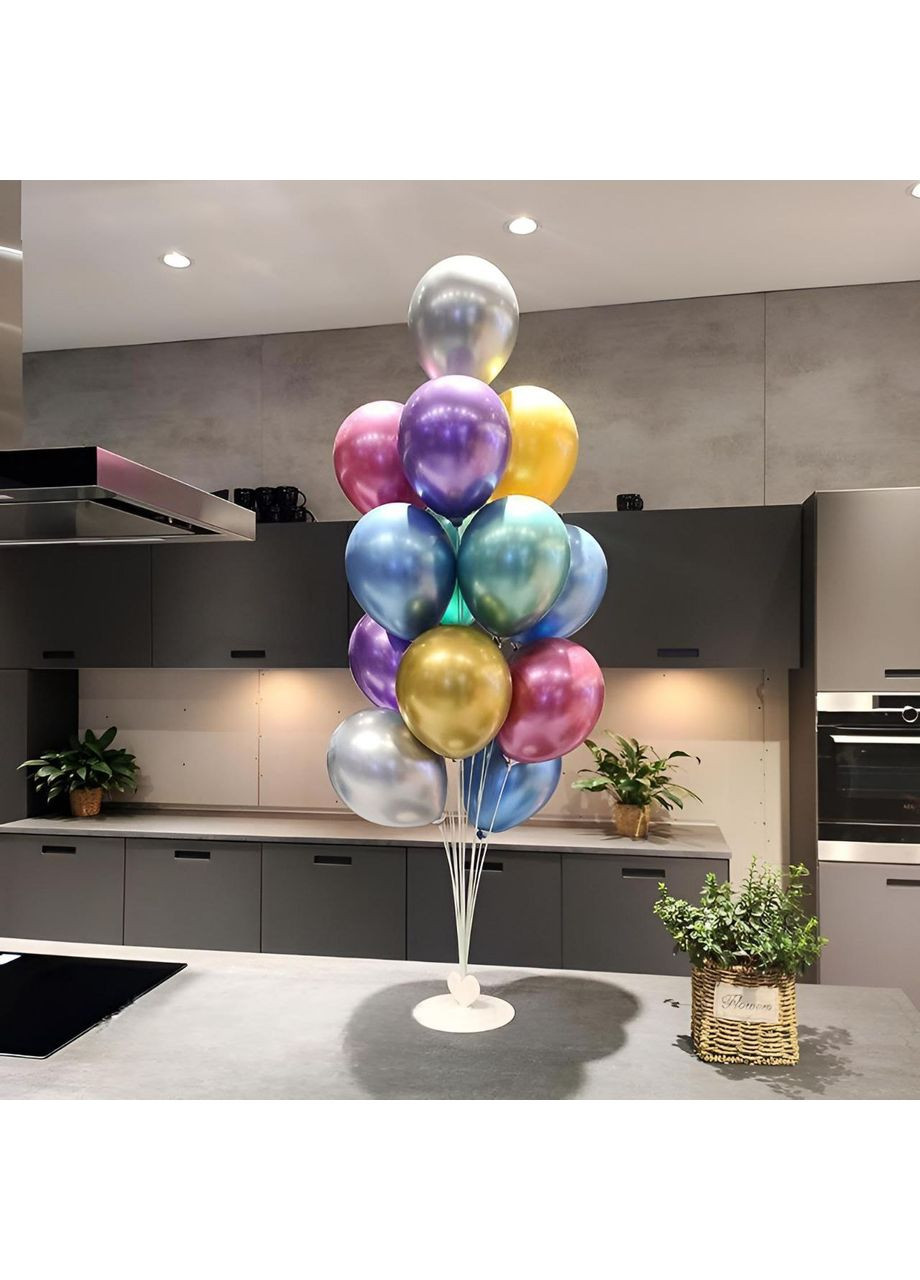 Набор 11 шаров со стойкой Металлический блеск Разноцветный хром No Brand (358932838)