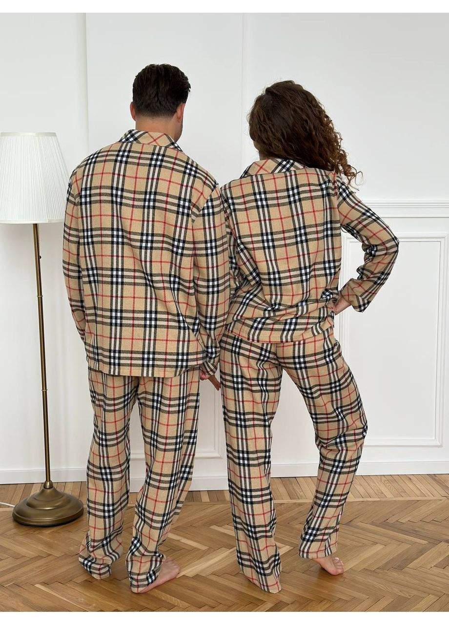 Пижама мужская фланель в клетку. Парные пижамы. Семейные пижамы в клеточку No Brand (366241238)