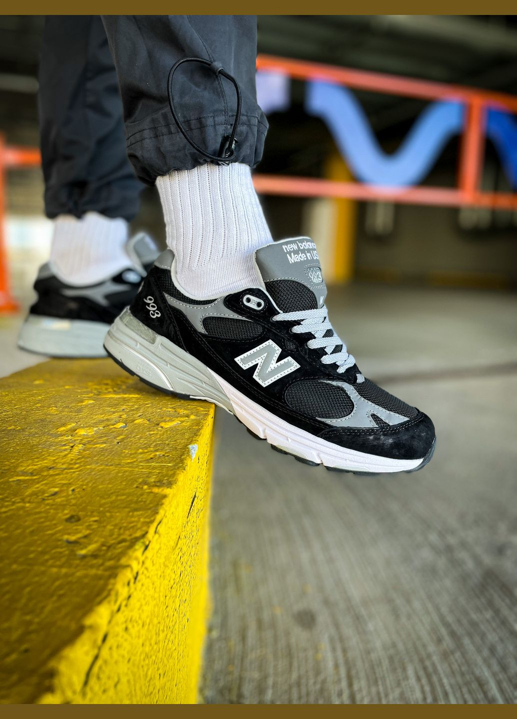 Черные всесезонные кроссовки мужские и женские new balance 993 black grey white | нью беланс 993 черные серые белые No Brand