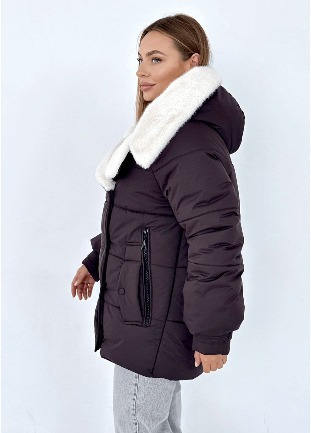 Коричнева зимня зимова куртка дора шоколад MioRichi