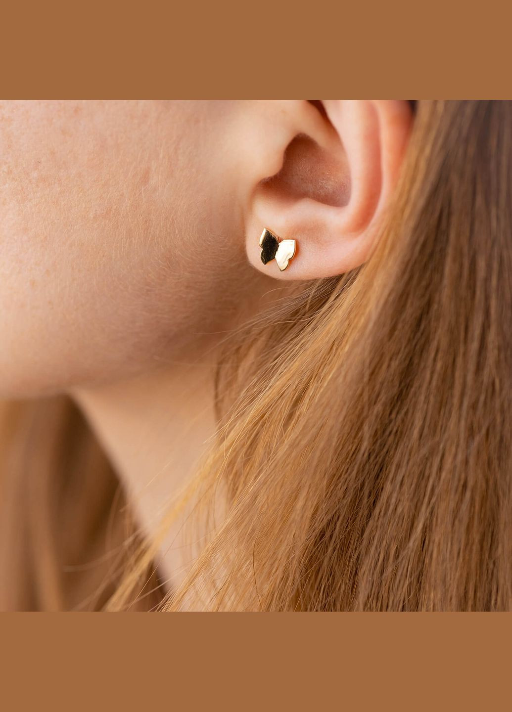 Золотые серьги-пусеты с бабочками с06226 Oniks (264024564)