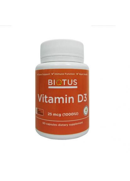 Витамін Д3, Vitamin D3,, 1000 МЕ, 60 капсул (BIO530043) Biotus (266039104)