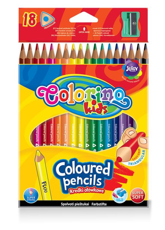 Набір олівців 18 кол. тригранні у пластиковому боксі Colorino (289479518)
