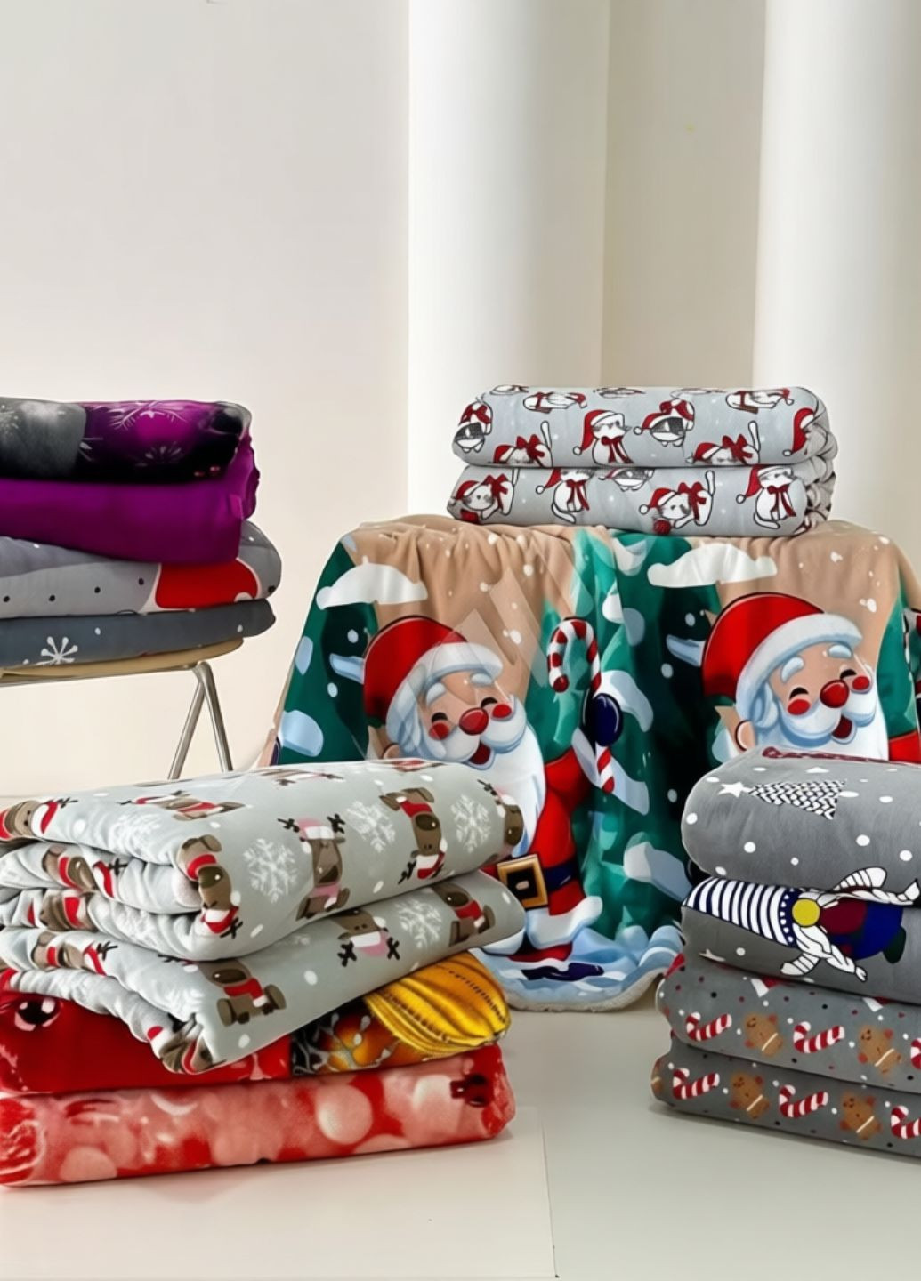 Плед новогодний велюровый 200*220 см — мягкое покрывало, подарочная сумка. Colorful Home (369149496)