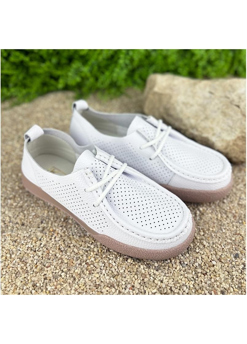 Белые жiночi перфорованi мокасини шкiрянi е-007035-2 бiлi Kadisailun