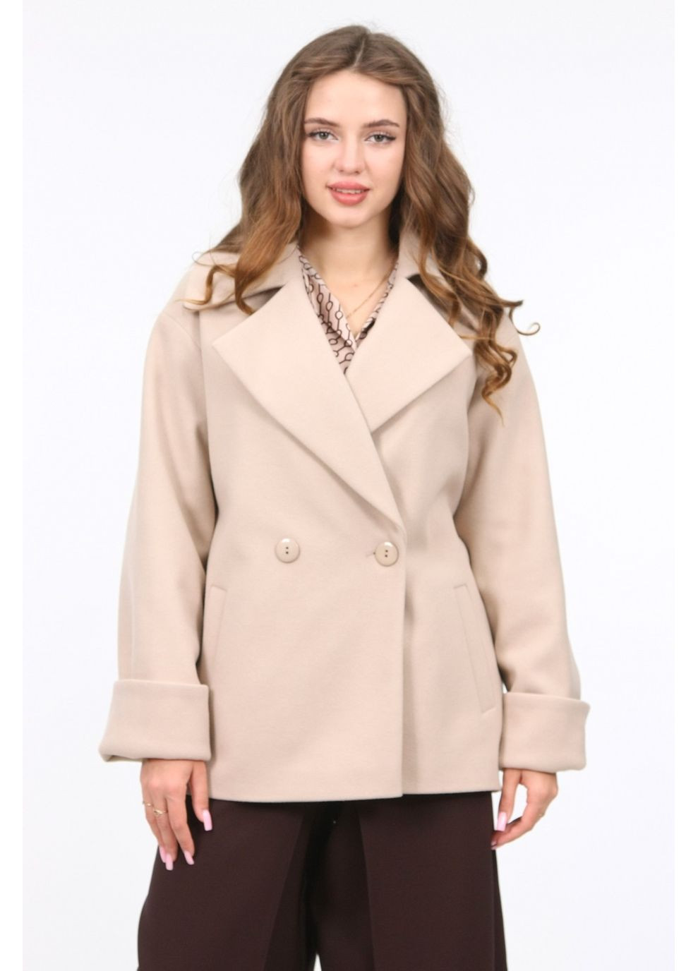Бежеве демісезонне Пальто жіноче 146 бежевий Актуаль