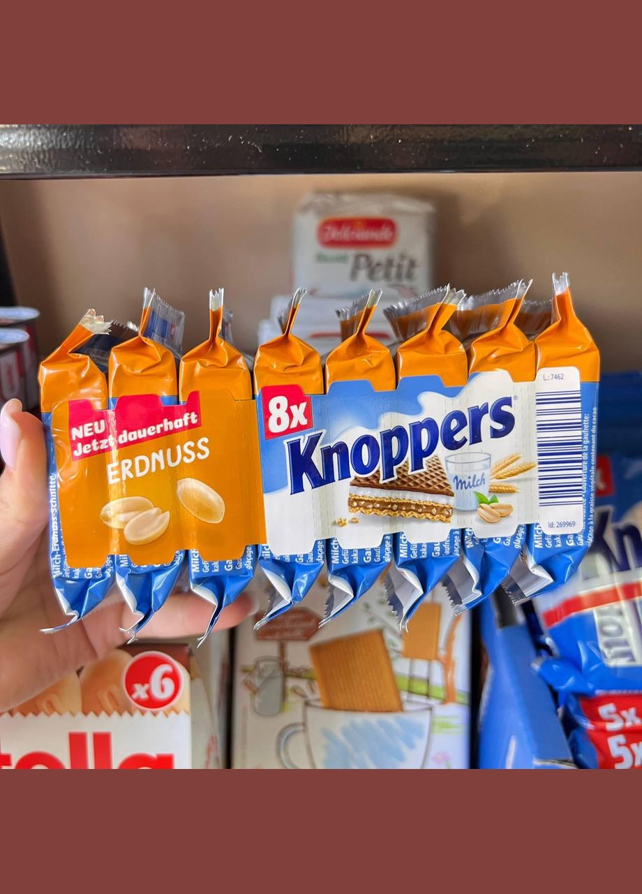 Вафлі 😍 Knoppers арахіс 8 шт. (200 гр.) Німеччина Storck (346049186)