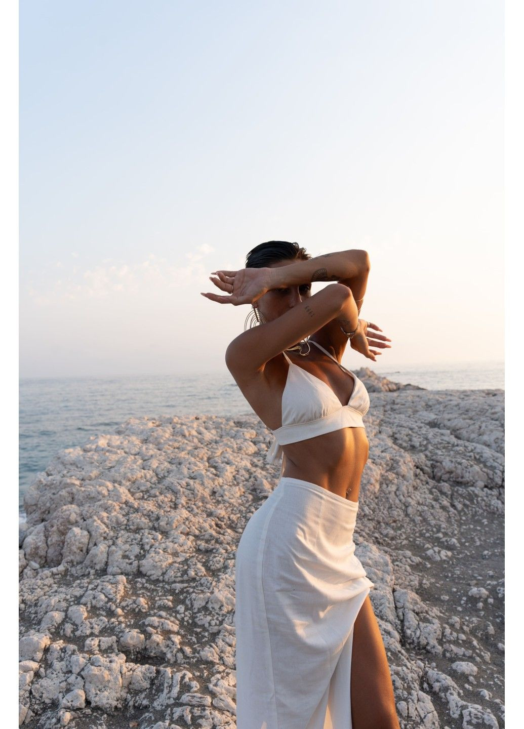 Юбка женская макси на лето лен CUBA молочная Handy Wear (298050964)