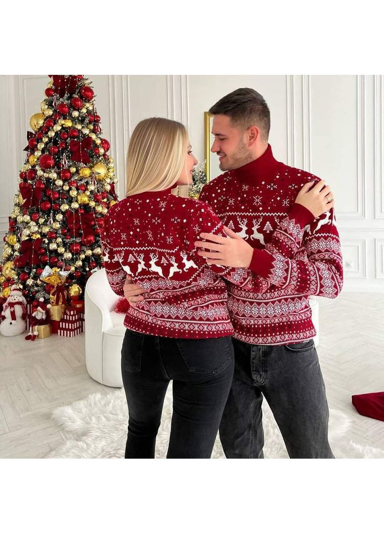 Красный демисезонный новогодний свитер-гольф – замер в описании GD/GL Модний простір