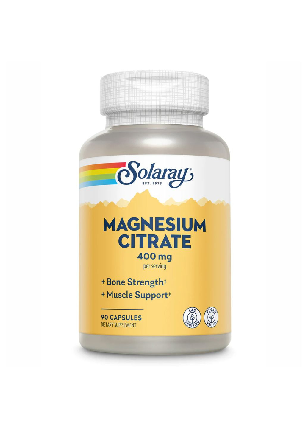 Капсулы магния для мужчин и женщин Magnesium Citrate 400mg 90 капсул без добавок Solaray (367956458)