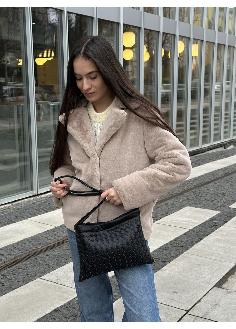 Сумка женская Vintage Leather Intrecciato Crossbody Bag Black No Brand (362044604)