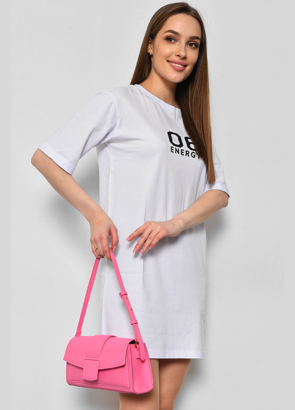 Жіноча туніка з тканини лакоста білого кольору. Let's Shop (290981418)