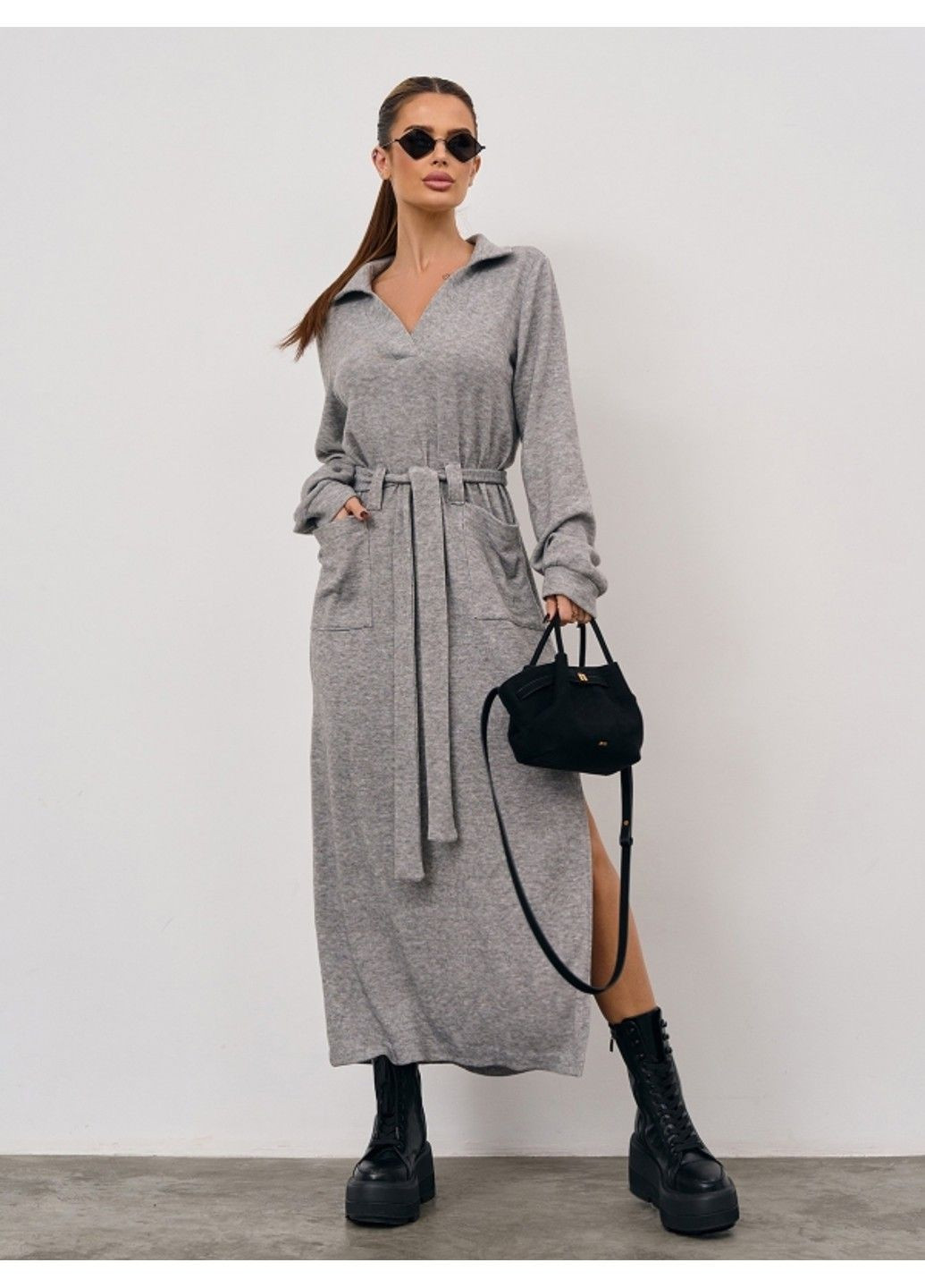 Сіра повсякденний сукня issa pus 15351 сірий ISSA PLUS