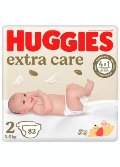 Підгузки Huggies extra care 2 (3-6 кг), 82 шт (268141157)