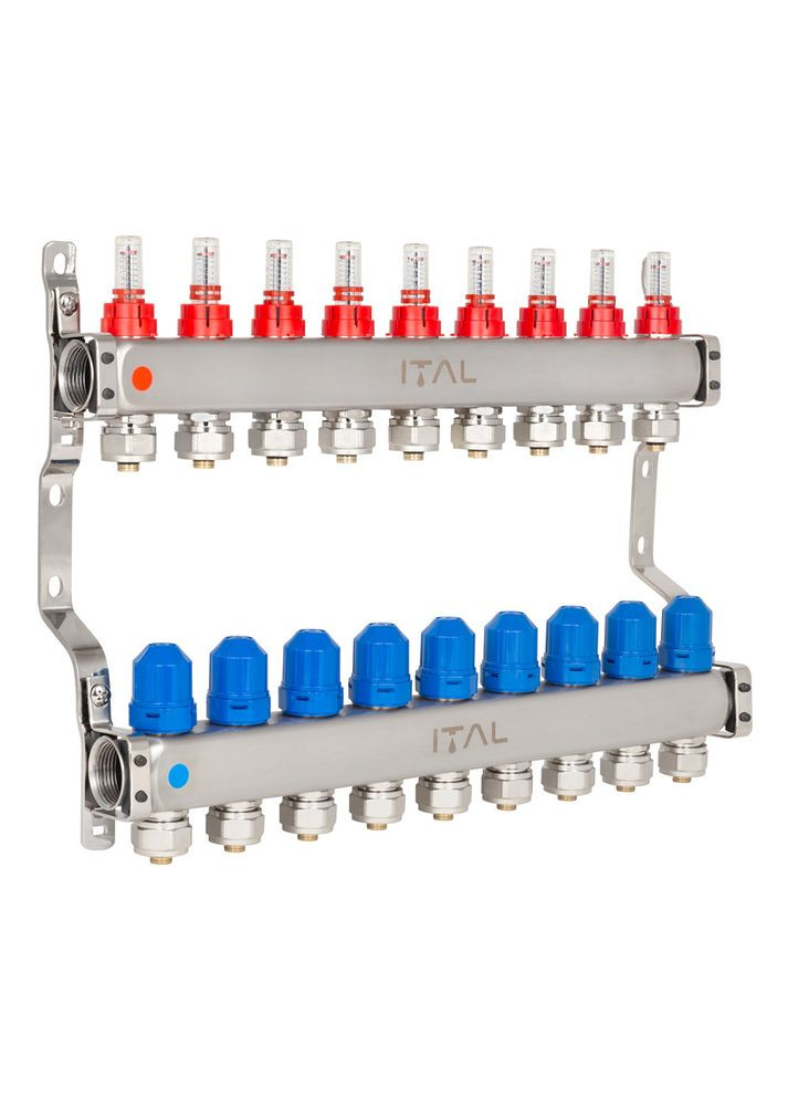 Коллекторный блок с расходомерами HC1-09 x 3/4"Ek, нержавеющая сталь ITAL (316088967)