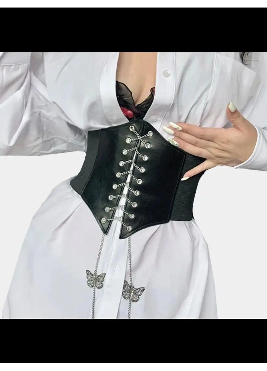 Женский стильный декоративный корсет с бабочками, который дополнит ваш образ, Декоративный корсет No Brand Декоративний корсет з метеликами чорний (351865492)