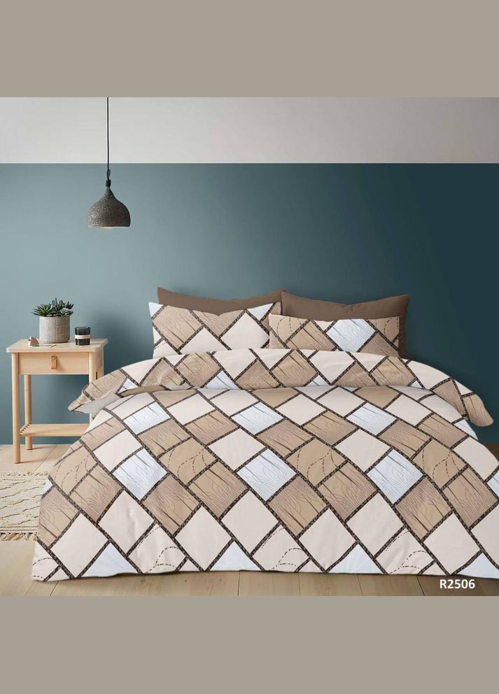 Постільна білизна бавовняна Рута Євро Простирадло на гумці 160x200х20 Бязь Бежева 50 х 70 No Brand (317368046)