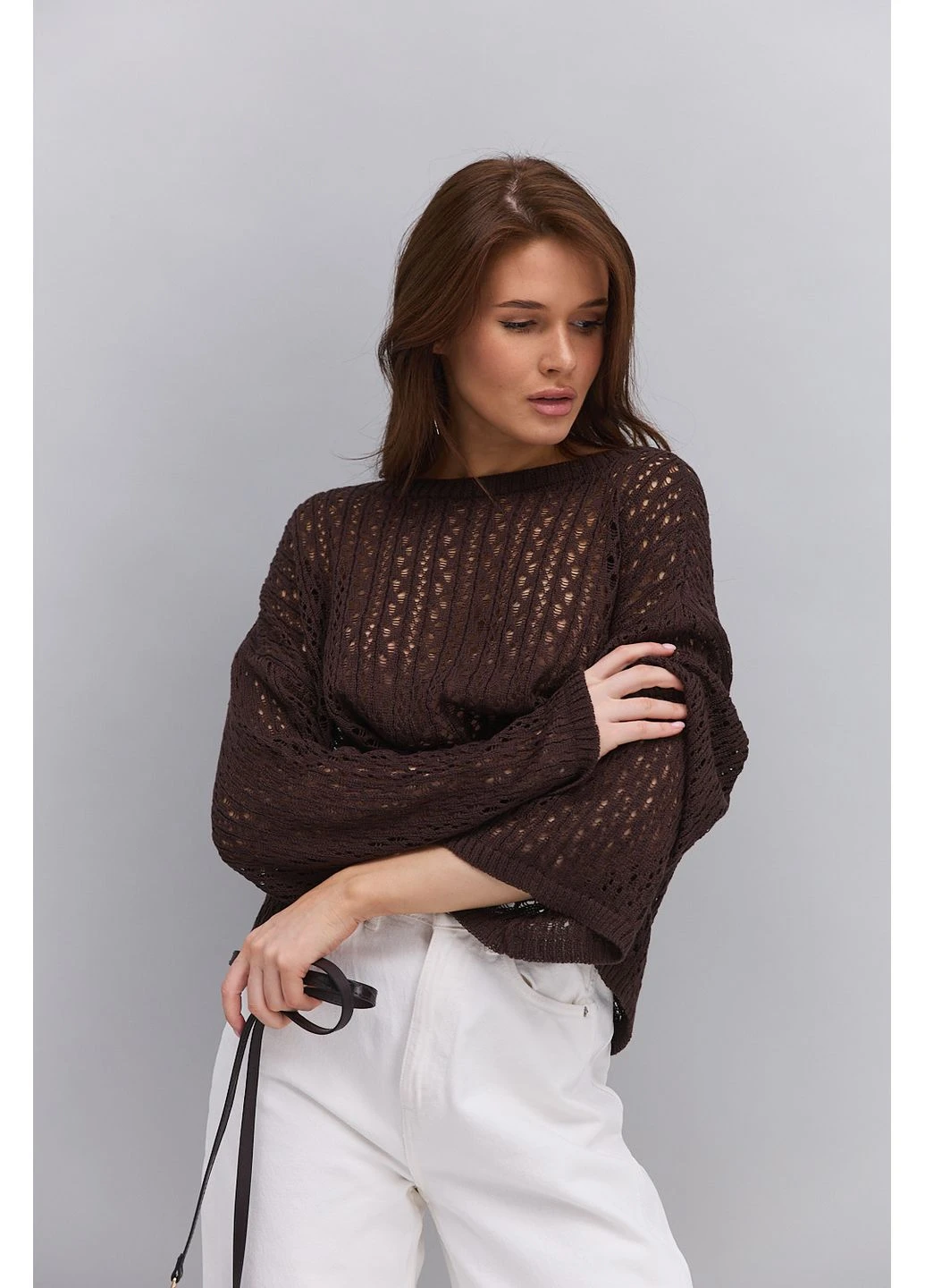 Жіноча в`язана кофта oversize ажурна Arjen (387740533)