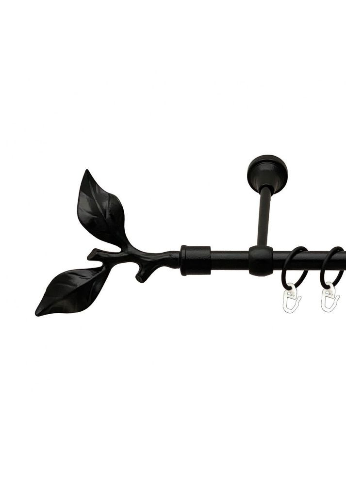 Карниз Листок Троянди металевий однорядний литий гладка труба Чорний Оксамит 16 мм 160 см (00-00013812) ORVIT (300284674)