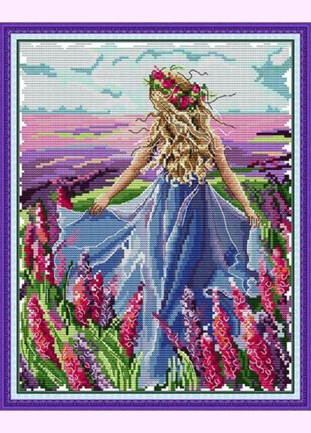 Набір для вишивання за нанесеною на канву схемою "Lavender Girl". AIDA 14CT printed 28*34 см Joy Sunday (313614683)