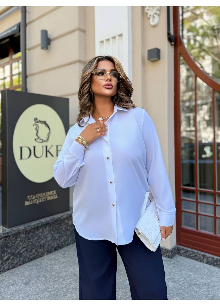 Біла жіноча універсальна блуза вільного крою MonCher