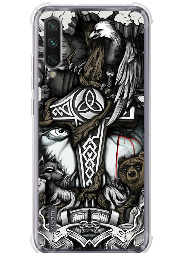 Силикон с усиленными углами чехол 'Тату Викинг' для Endorphone Xiaomi Mi A3 (297866701)