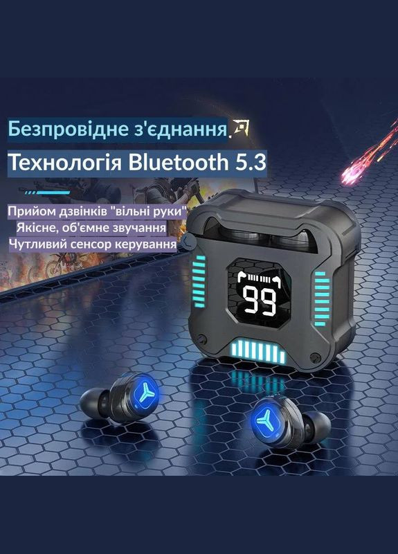 Бездротові навушники M58, з'єднання по Bluetooth 5.3, з мікрофоном, з дисплеєм No Brand (315719947)