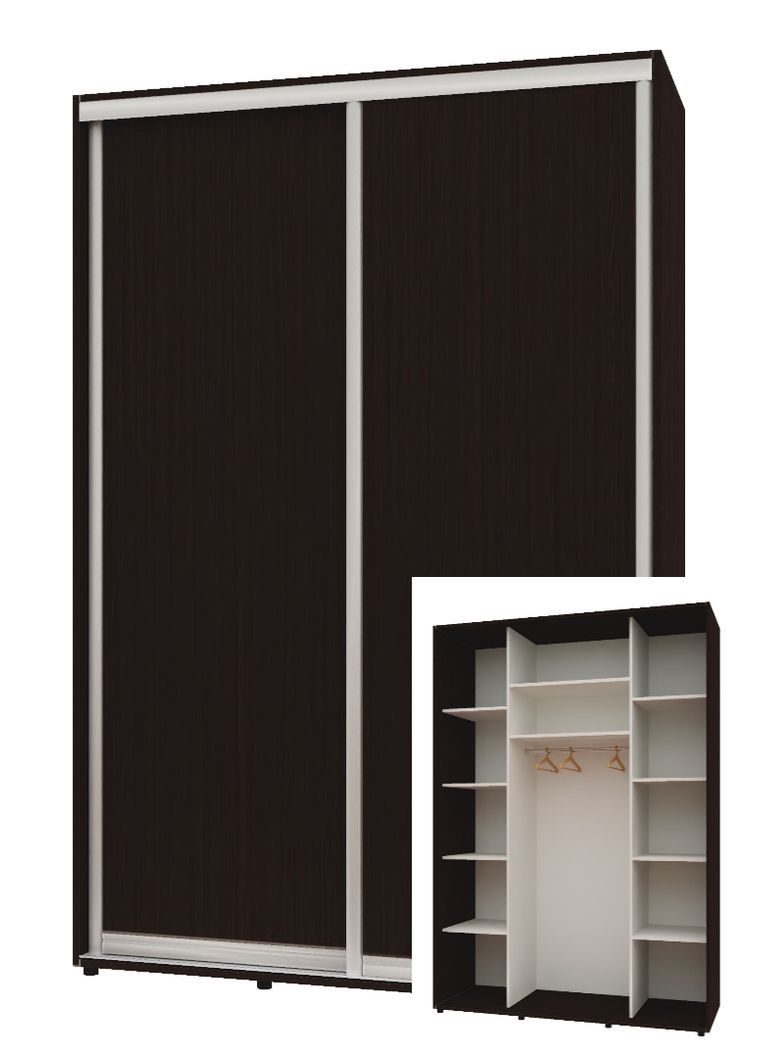 Шкаф-купе двухдверный Комфорт Мебель 150*60*240 см Венге 2 двери ДСП Макси Комфорт Меблі (360472452)