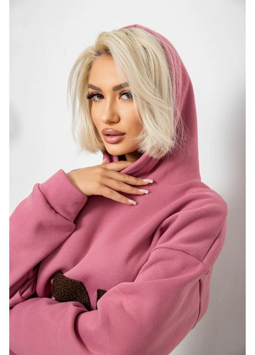 Худі жіночий з капюшоном на флісі, колір пудровий, 257R335 Ager (386610364)