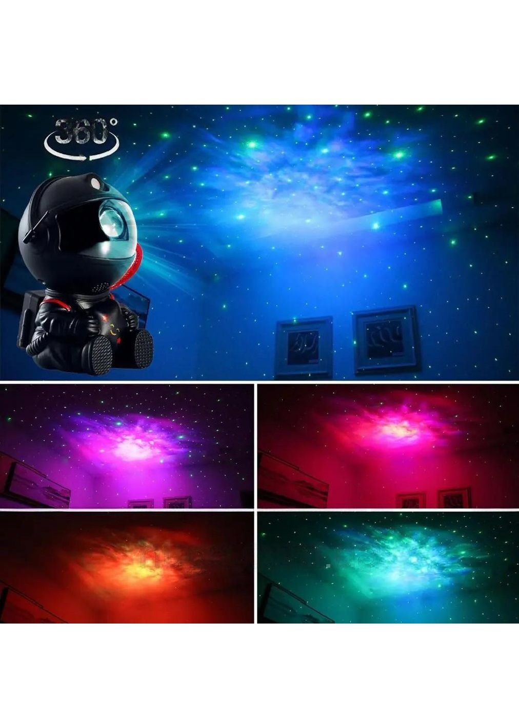 Нічник проектор зоряного неба світильник з USB пультом космонавт із зіркою для дітей дорослих всієї родини (476450-Prob) Чорний Unbranded (282739573)