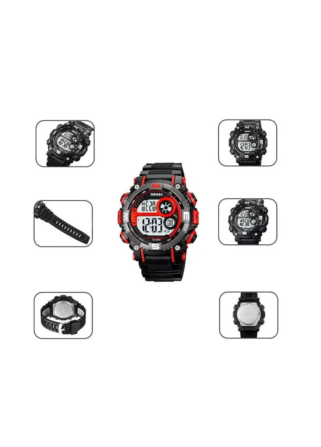 Мужские наручные кварцевые часы 1887 (Черный с красным) Skmei (314483367)