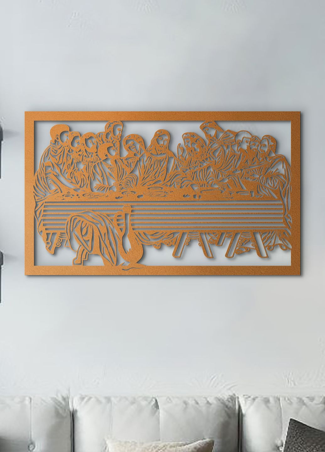 Декоративне панно з дерева, дерев'яна картина на стіну "Тайна вечеря", мінімалістичний стиль 30х18 см Woodyard (292013437)